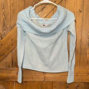 SO Light Blue Cowl Neck Sweater
